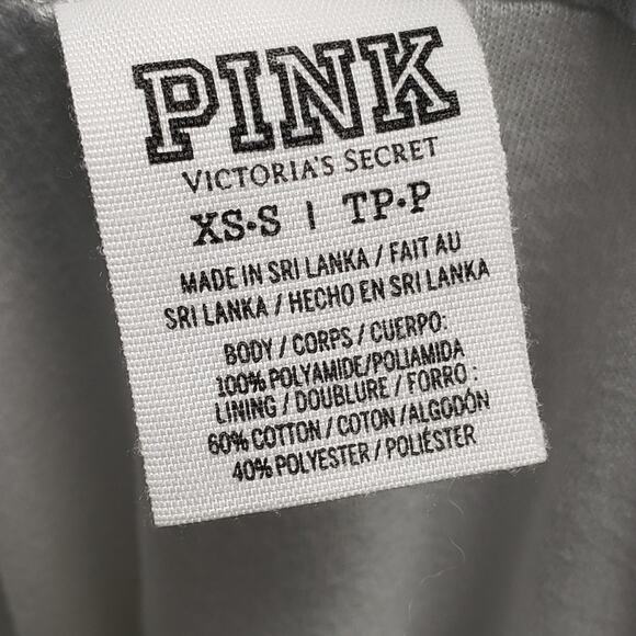 Victoria Secret PINK White / Gray Hooded Windbreaker Jacket Kangaroo Pocket - Picture 12 of 12